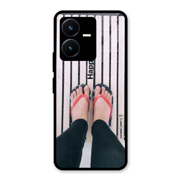 Happy Feet Glass Back Case for Vivo Y22