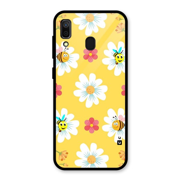 Happy Flowers Glass Back Case for Galaxy A30