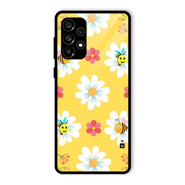 Happy Flowers Glass Back Case for Galaxy A73 5G