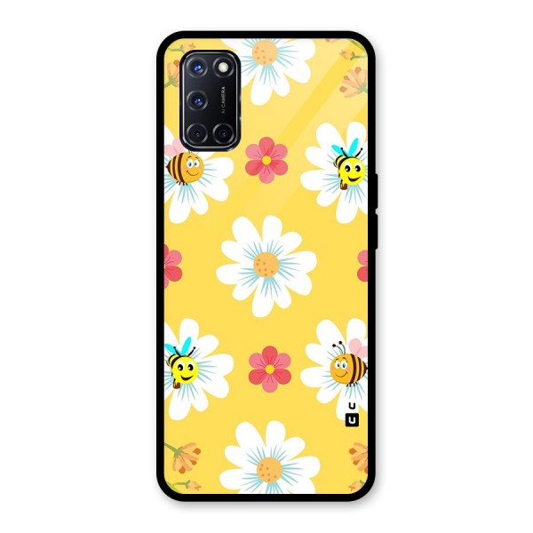 Happy Flowers Glass Back Case for Oppo A52