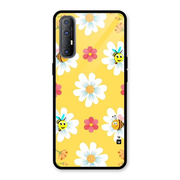 Happy Flowers Glass Back Case for Oppo Reno3 Pro