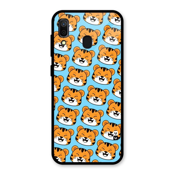 Happy Kitten Pattern Glass Back Case for Galaxy A30