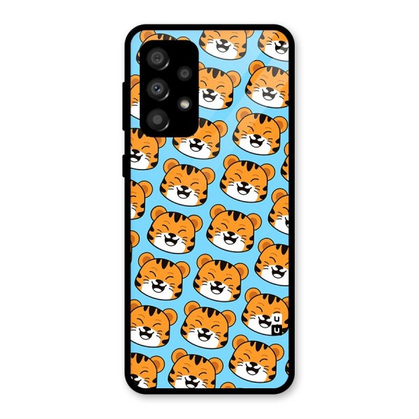 Happy Kitten Pattern Glass Back Case for Galaxy A32