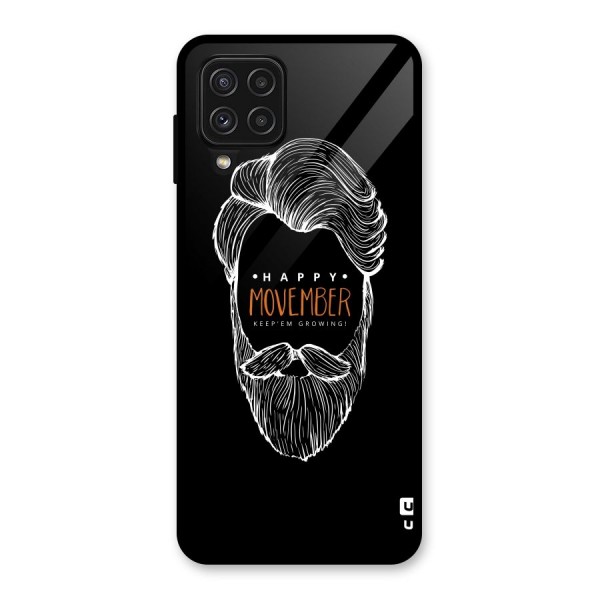 Happy Movember Black Glass Back Case for Galaxy A22 4G