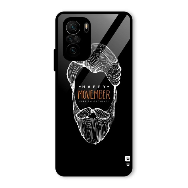 Happy Movember Black Glass Back Case for Mi 11x