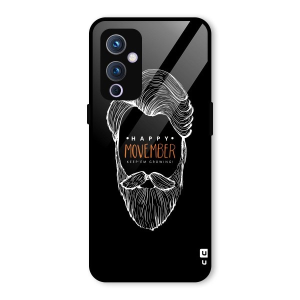 Happy Movember Black Glass Back Case for OnePlus 9