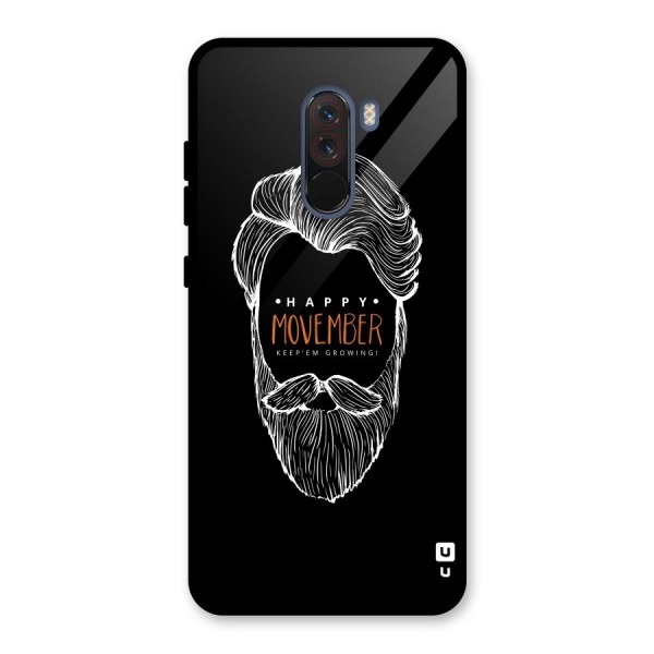 Happy Movember Black Glass Back Case for Poco F1