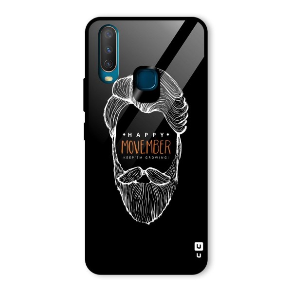 Happy Movember Black Glass Back Case for Vivo Y15