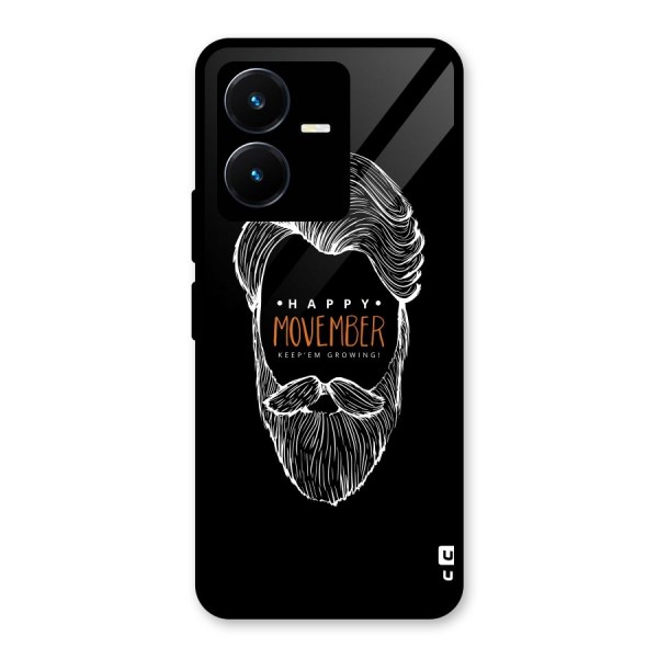 Happy Movember Black Glass Back Case for Vivo Y22