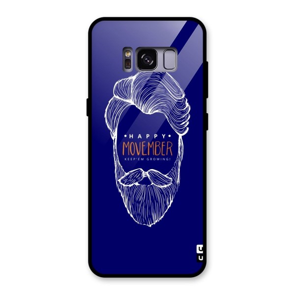 Happy Movember Blue Glass Back Case for Galaxy S8