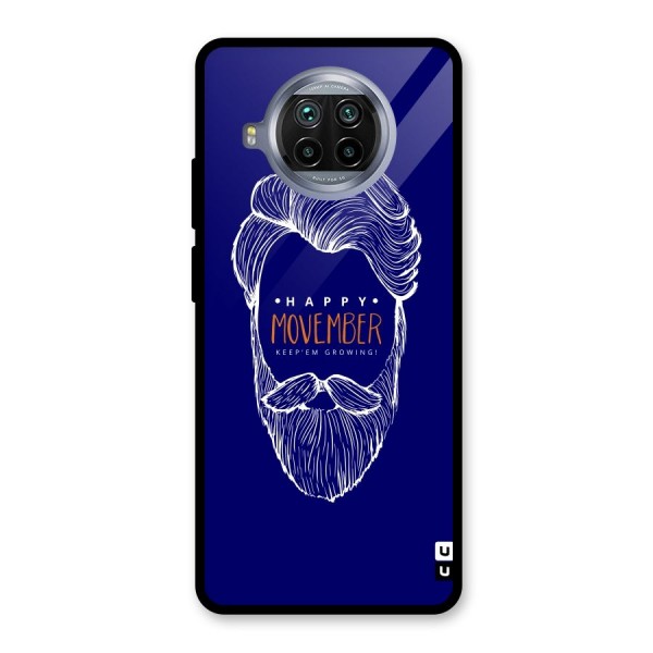 Happy Movember Blue Glass Back Case for Mi 10i