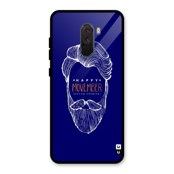 Happy Movember Blue Glass Back Case for Poco F1