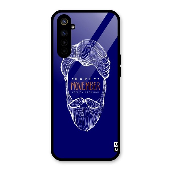 Happy Movember Blue Glass Back Case for Realme 6