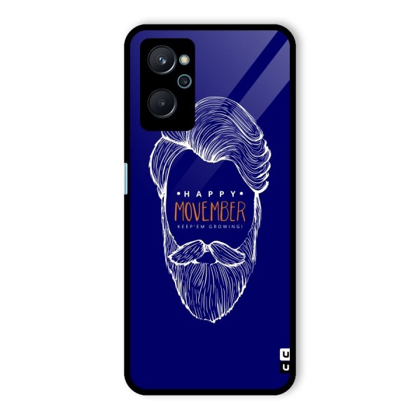 Happy Movember Blue Glass Back Case for Realme 9i