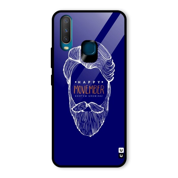 Happy Movember Blue Glass Back Case for Vivo Y12