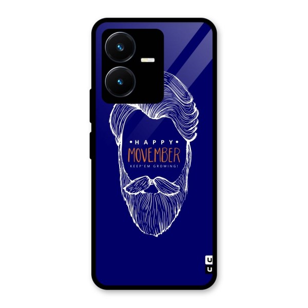 Happy Movember Blue Glass Back Case for Vivo Y22