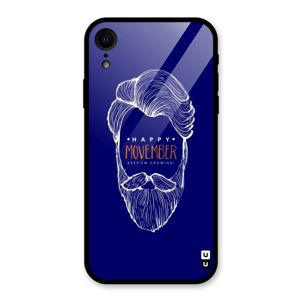 Happy Movember Blue Glass Back Case for XR