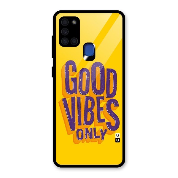 Happy Vibes Only Glass Back Case for Galaxy A21s