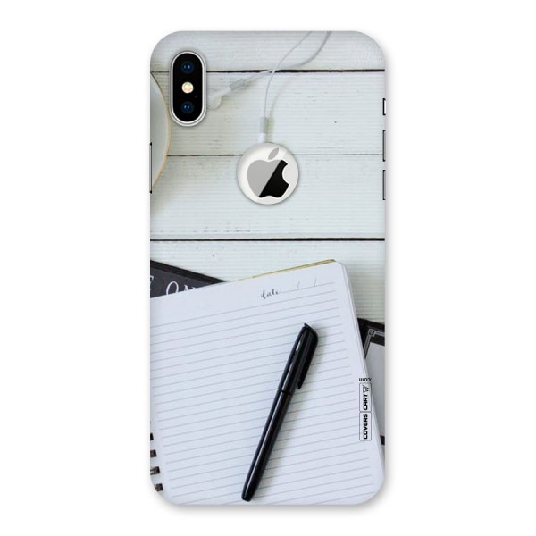 Headphones Notes Back Case for iPhone XS Logo Cut