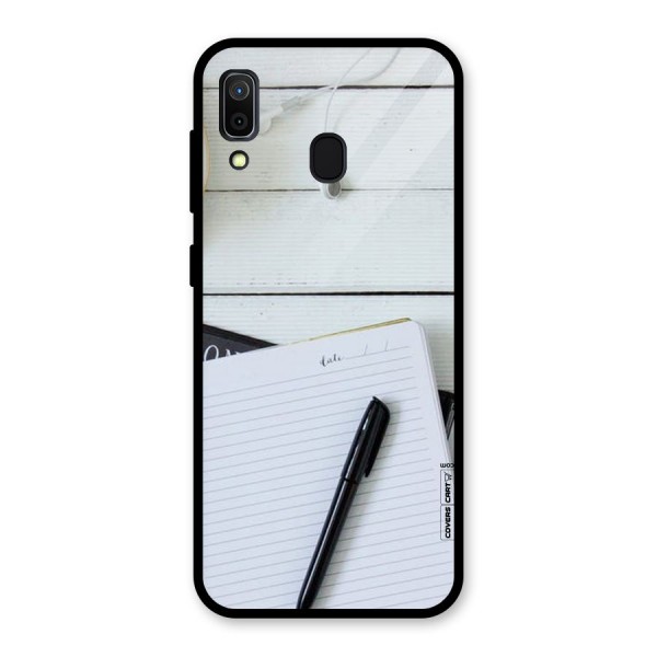 Headphones Notes Glass Back Case for Galaxy A30