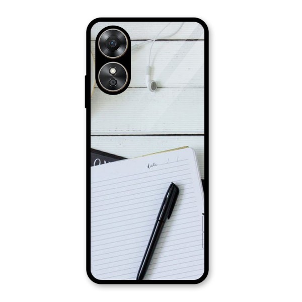 Headphones Notes Glass Back Case for Oppo A17