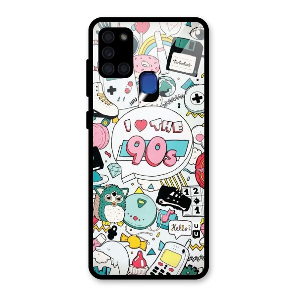 Heart 90s Glass Back Case for Galaxy A21s