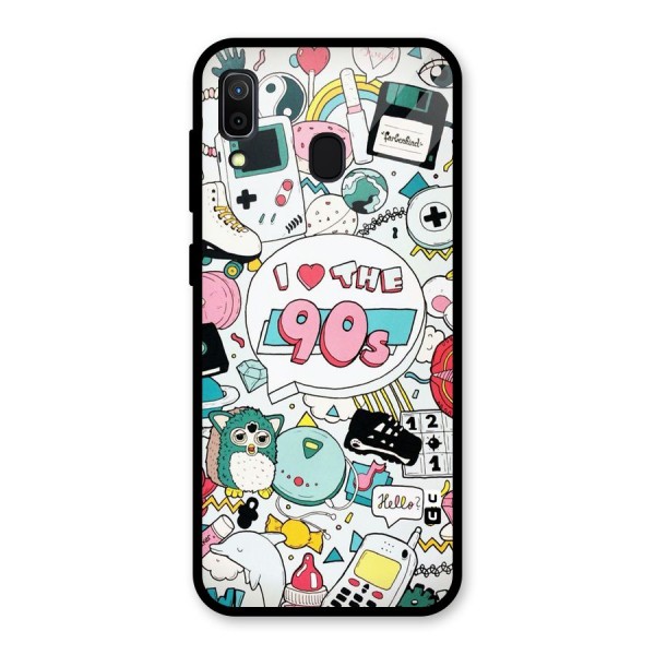 Heart 90s Glass Back Case for Galaxy A30