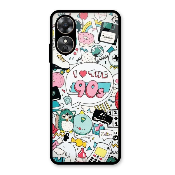 Heart 90s Glass Back Case for Oppo A17