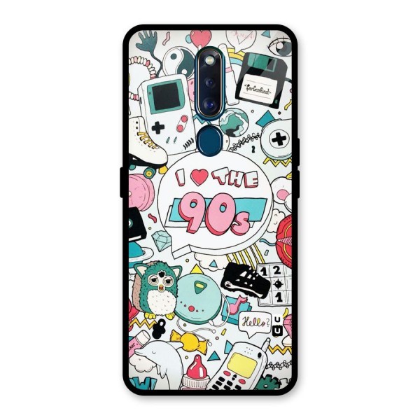 Heart 90s Glass Back Case for Oppo F11 Pro