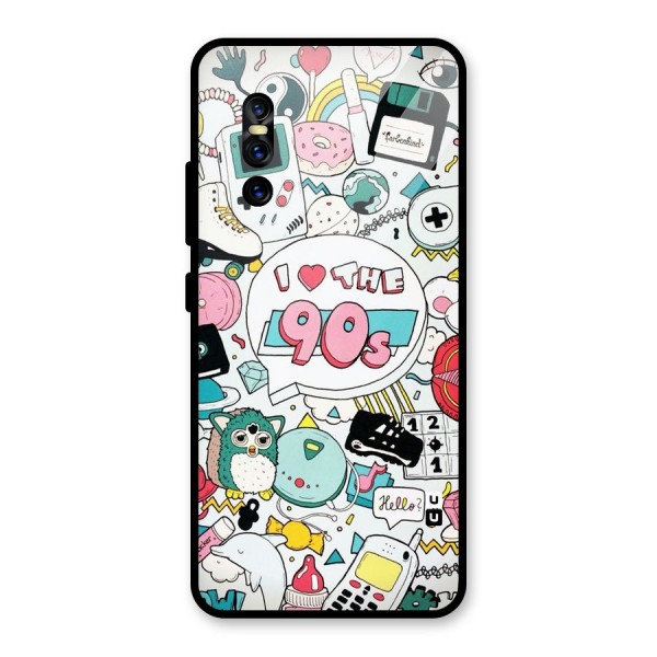 Heart 90s Glass Back Case for Vivo V15 Pro