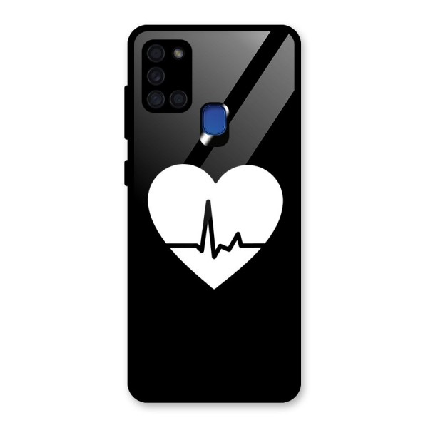 Heart Beat Glass Back Case for Galaxy A21s