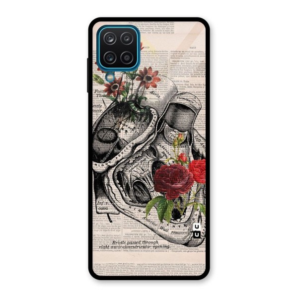 Heart Newspaper Glass Back Case for Galaxy A12