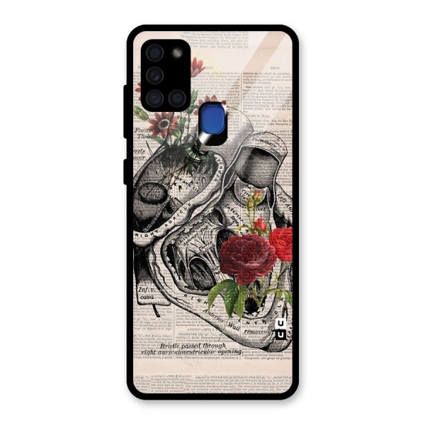 Heart Newspaper Glass Back Case for Galaxy A21s