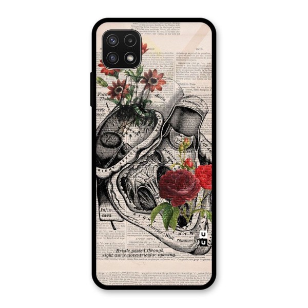 Heart Newspaper Glass Back Case for Galaxy A22 5G