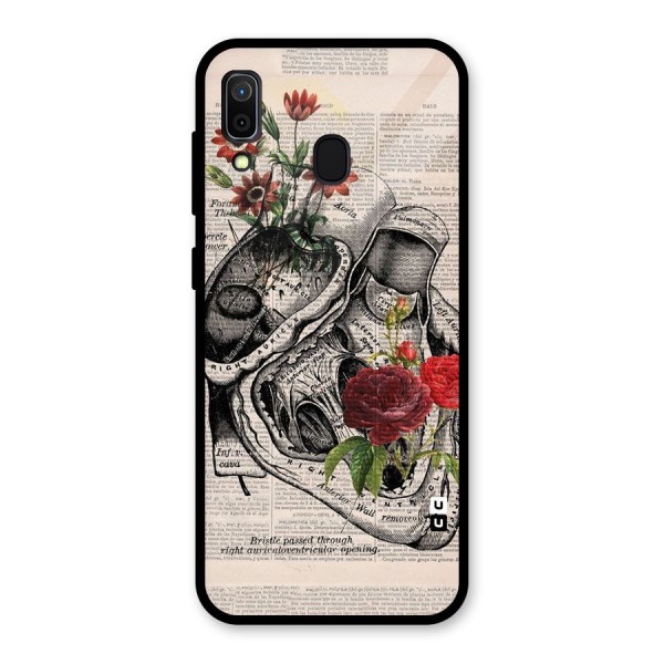 Heart Newspaper Glass Back Case for Galaxy A30