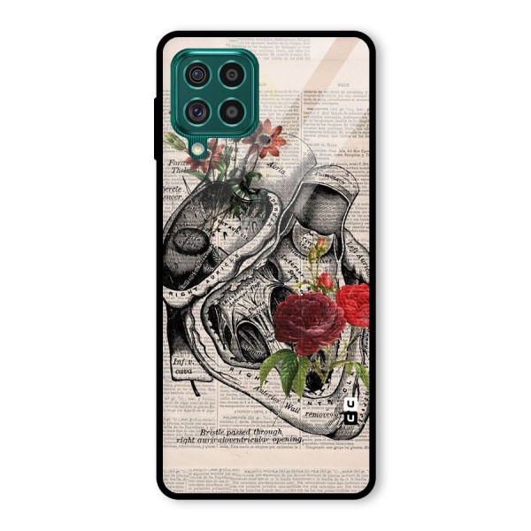 Heart Newspaper Glass Back Case for Galaxy F62