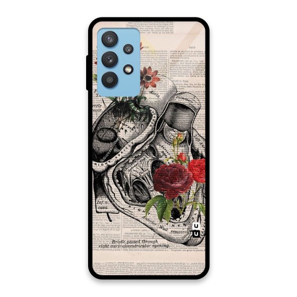 Heart Newspaper Glass Back Case for Galaxy M32 5G