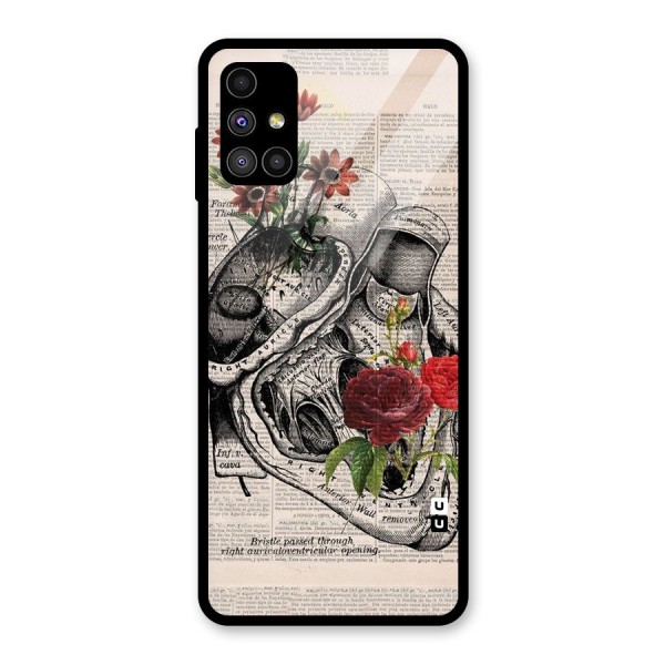 Heart Newspaper Glass Back Case for Galaxy M51