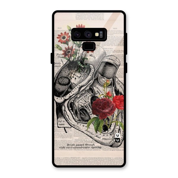 Heart Newspaper Glass Back Case for Galaxy Note 9