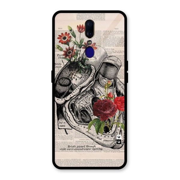 Heart Newspaper Glass Back Case for Oppo F11