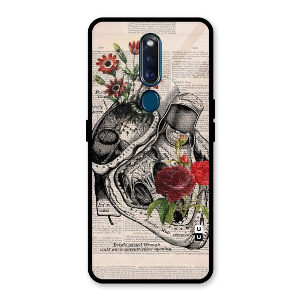 Heart Newspaper Glass Back Case for Oppo F11 Pro