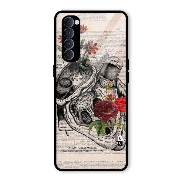 Heart Newspaper Glass Back Case for Oppo Reno4 Pro