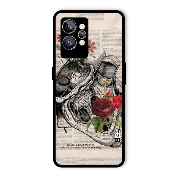 Heart Newspaper Glass Back Case for Realme GT2 Pro