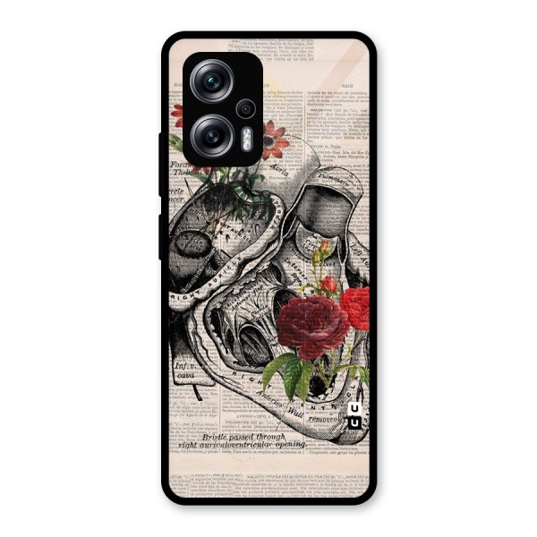 Heart Newspaper Glass Back Case for Redmi K50i