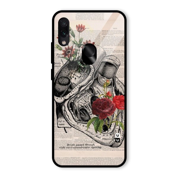 Heart Newspaper Glass Back Case for Redmi Note 7S