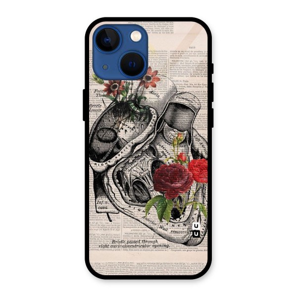 Heart Newspaper Glass Back Case for iPhone 13 Mini