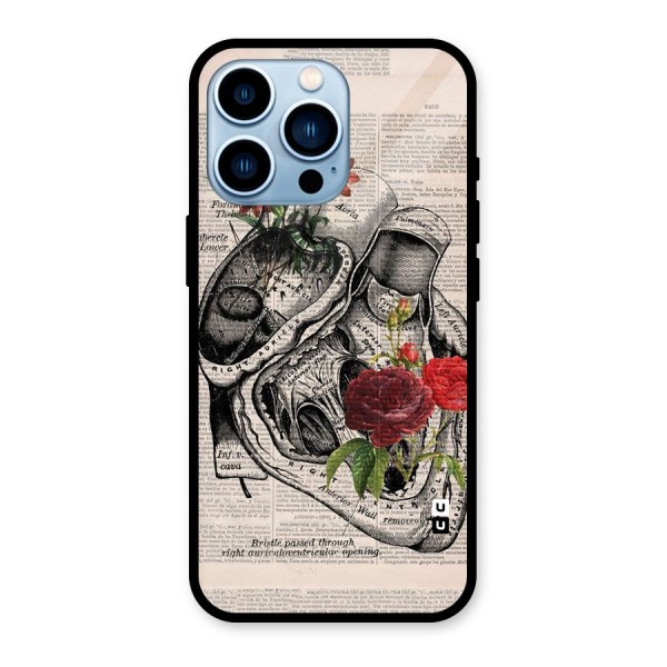 Heart Newspaper Glass Back Case for iPhone 13 Pro