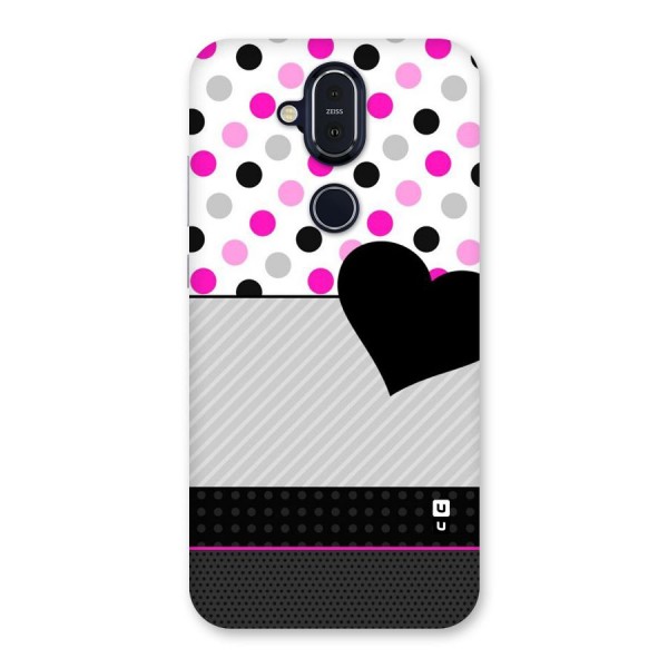 Heart Polka Stripes Back Case for Nokia 8.1