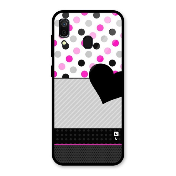 Heart Polka Stripes Glass Back Case for Galaxy A30