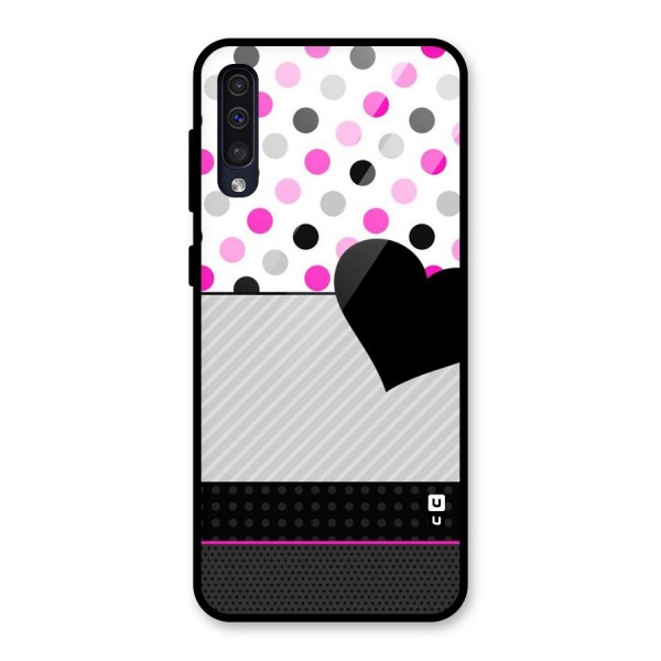 Heart Polka Stripes Glass Back Case for Galaxy A50s